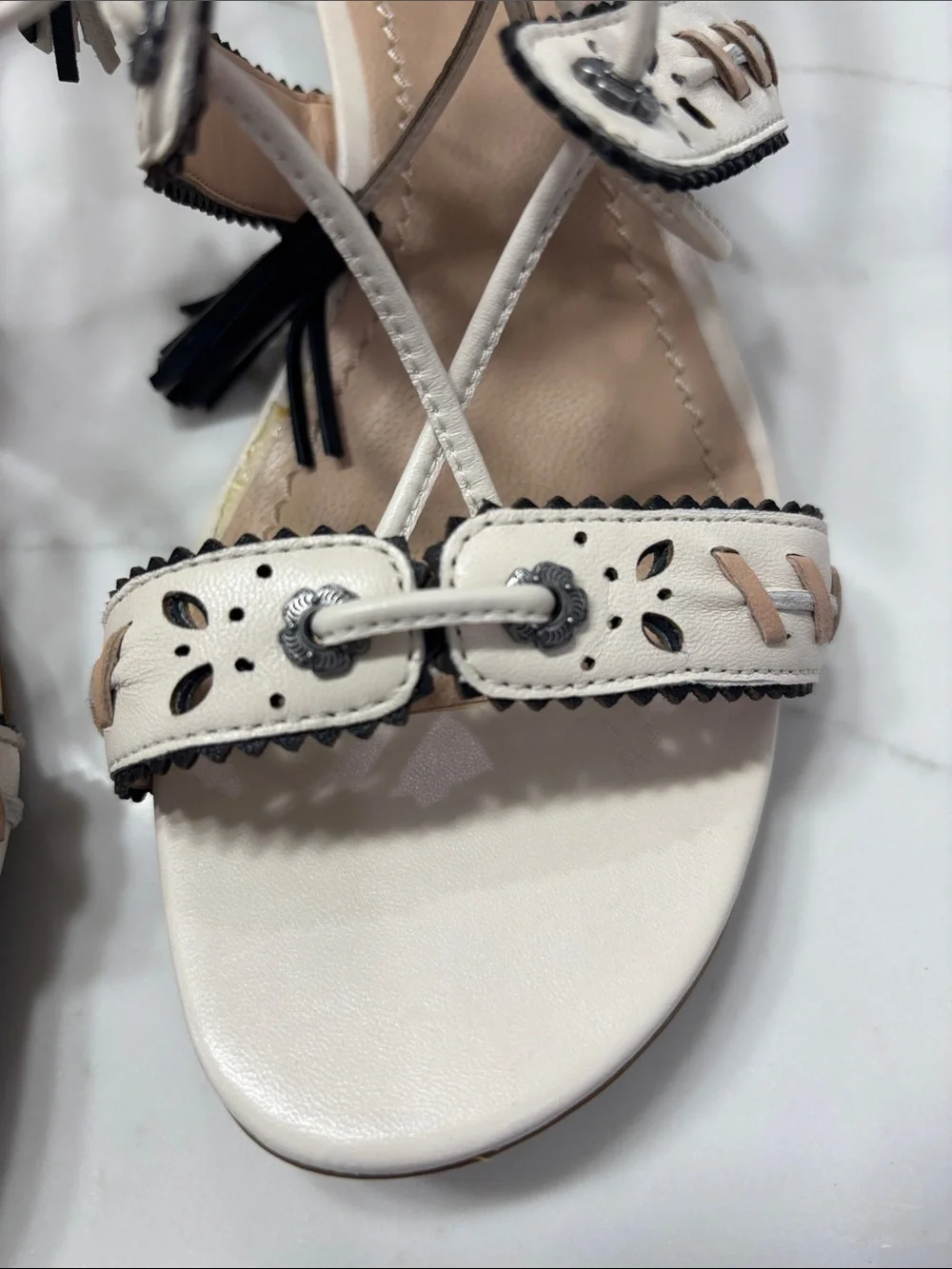 Coach Two-Tone Lace-Up Gladiator Sandal in Pale Pink and Black